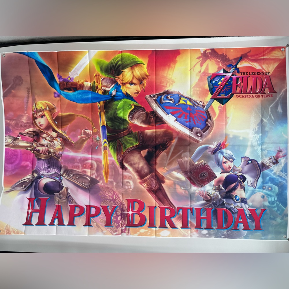 Zelda Happy Birthday Backdrop Banner 5x3Ft